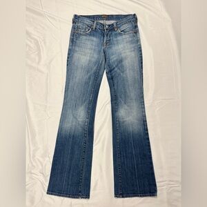 7 For All Man Kind Dojo Flare Jeans Women’s 25 Y2K Low Rise Bootcut Medium Wash